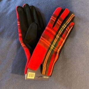 Lovely, soft red tartan gloves